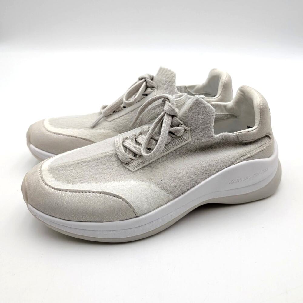 Karl Lagerfeld Paris Carsyn Lace Up Sneakers Women's Soft White Size US7.5M EU38